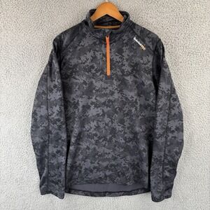 Timberland Pro Shirt Men Large Black Gray Digital Camo Fleece 1/4 Zip Understory